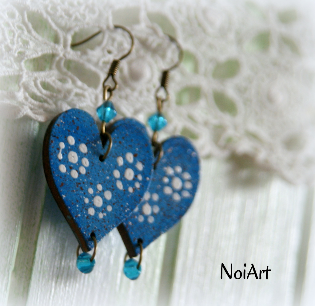 Náušnice Navy blue hearts