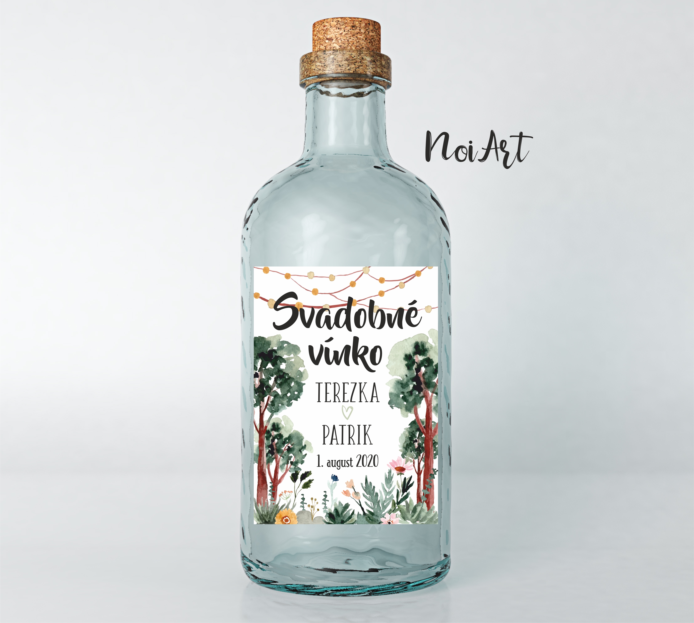 Nálepky na svadobné fľaše príroda