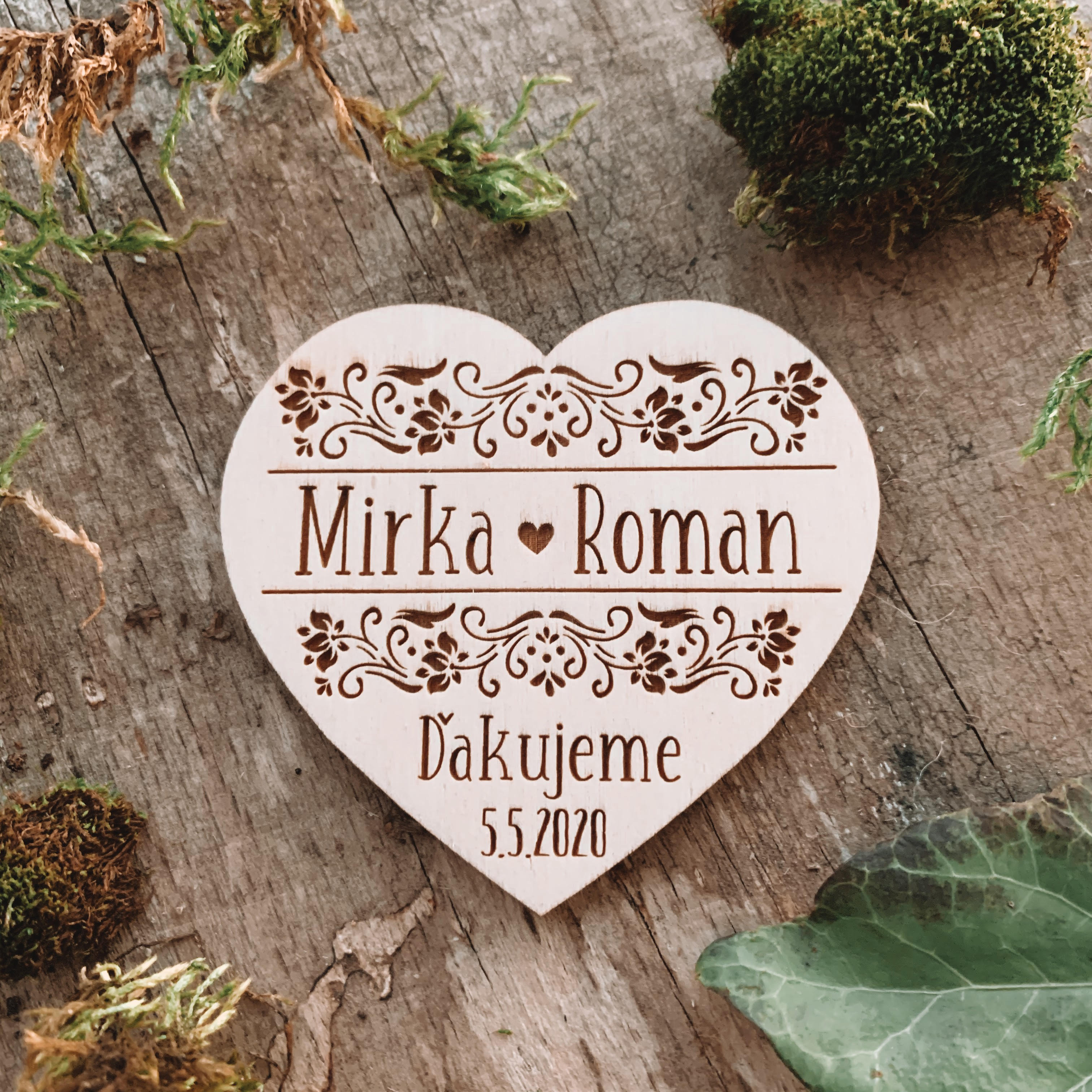 Magnetky pre svadobčanov srdiečko ornamenty 2