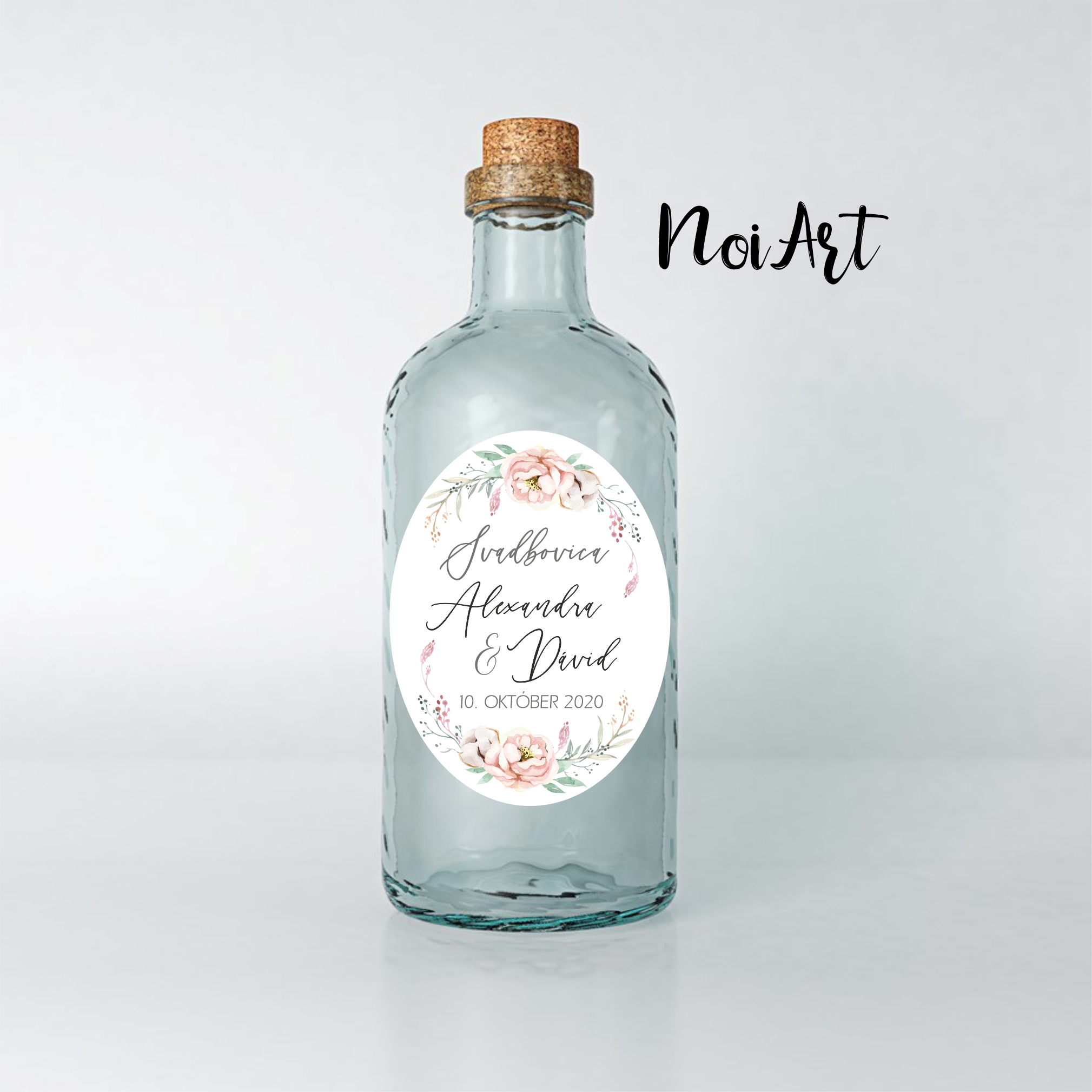 Nálepky na svadobné fľaše pivonky