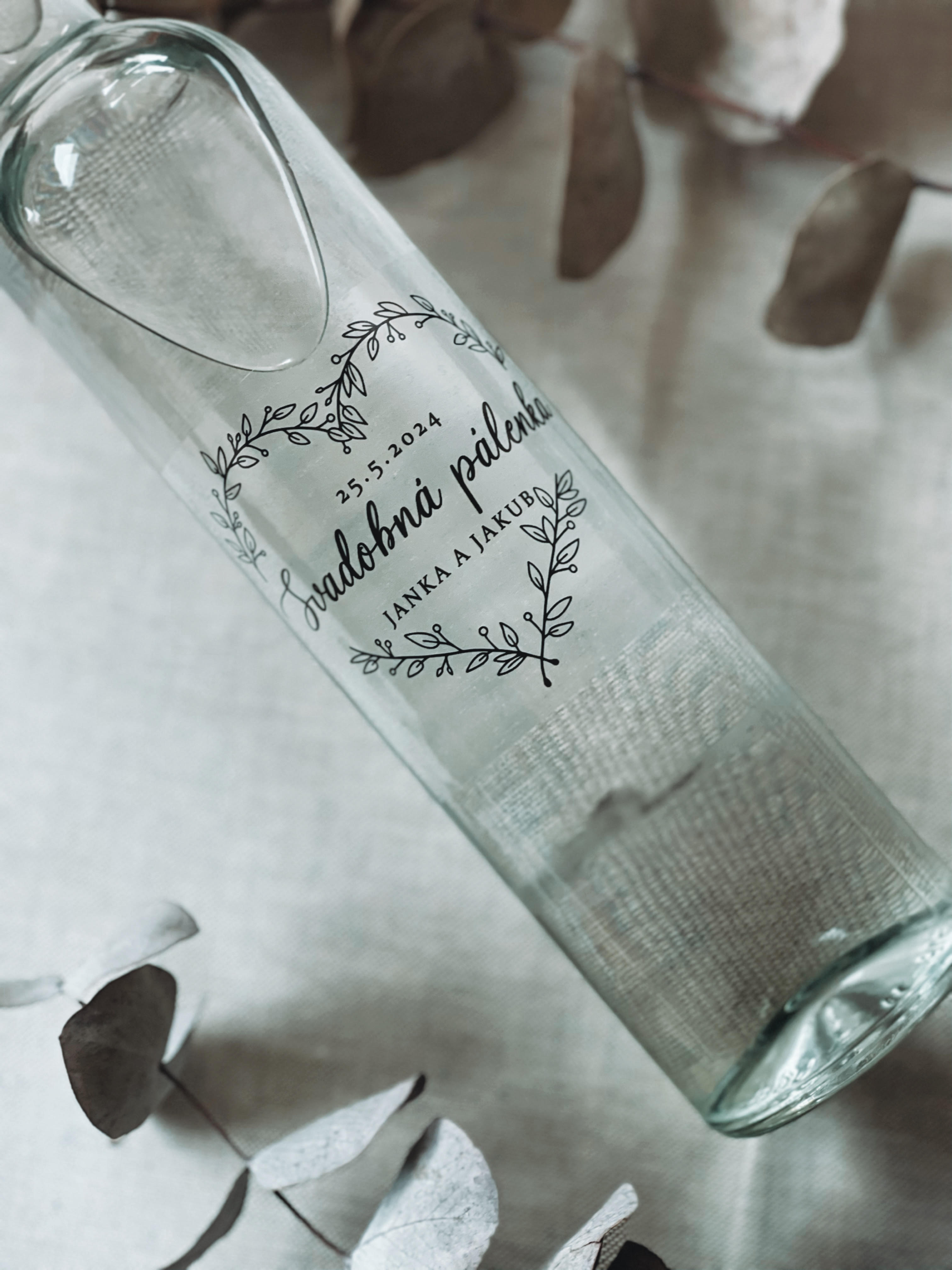 Nálepky na svadobné fľaše transpatentná 95
