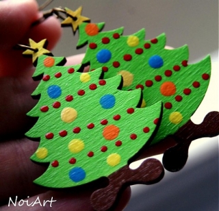 Náušnice vianočný stromček mini